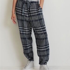 Everlane 100% Linen Wide Leg Plaid Pants